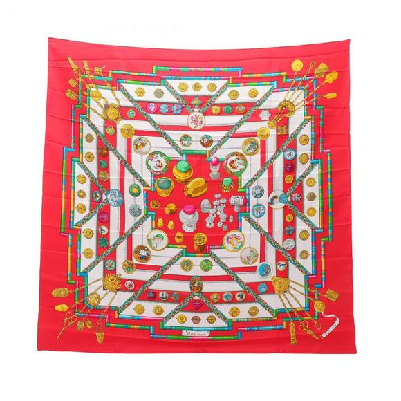HERMES Red Silk Scarf